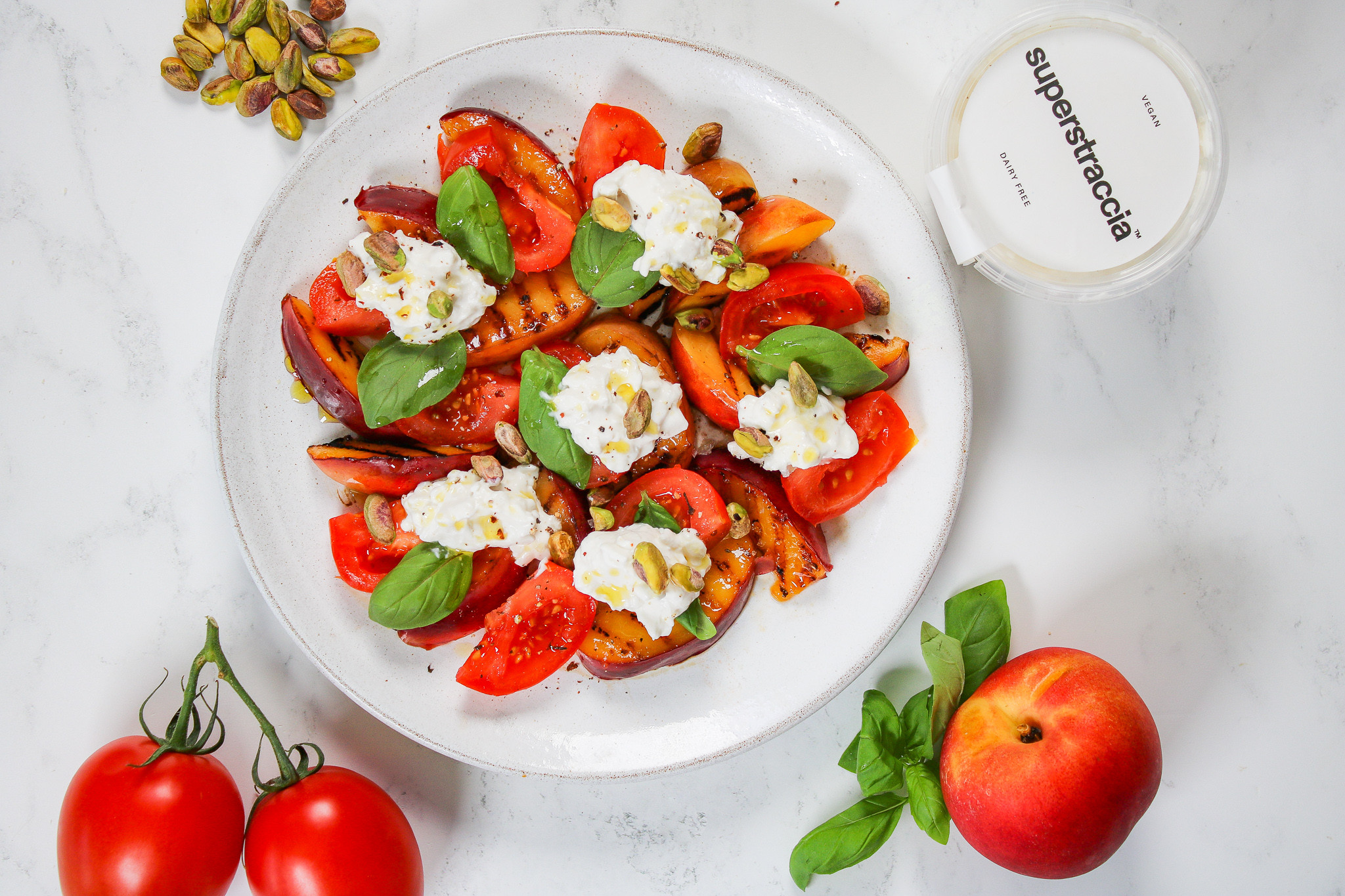 Grilled Peach and Superstraccia Vegan Salad 