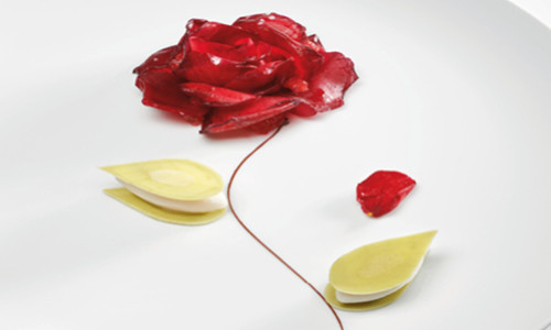 Valrhona Painted Roses Plated Spring Dessert  